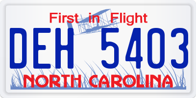 NC license plate DEH5403