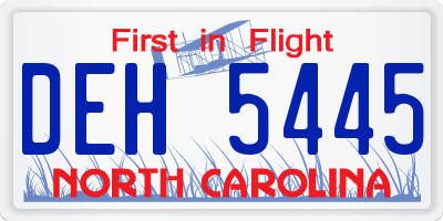 NC license plate DEH5445