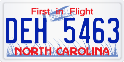NC license plate DEH5463