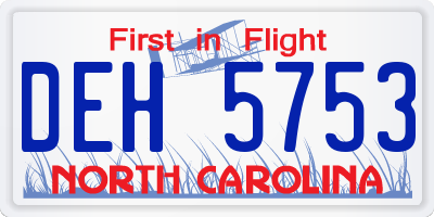 NC license plate DEH5753