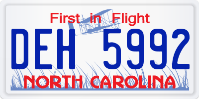 NC license plate DEH5992