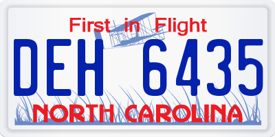 NC license plate DEH6435