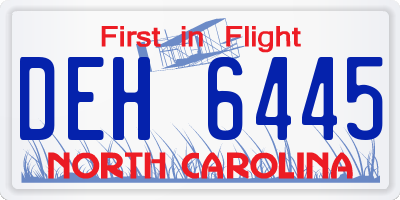 NC license plate DEH6445