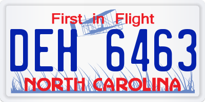 NC license plate DEH6463
