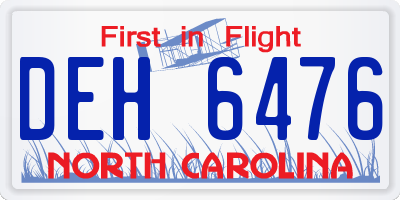 NC license plate DEH6476