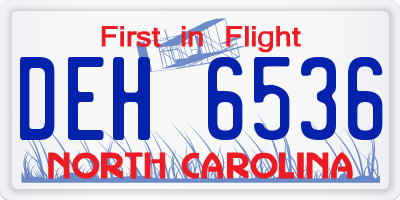 NC license plate DEH6536