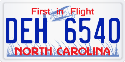 NC license plate DEH6540