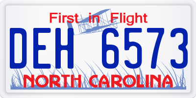 NC license plate DEH6573