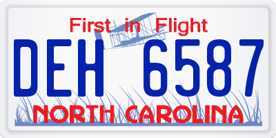NC license plate DEH6587