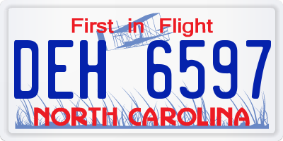 NC license plate DEH6597