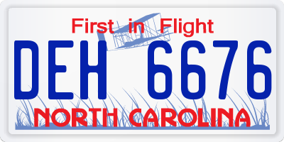 NC license plate DEH6676