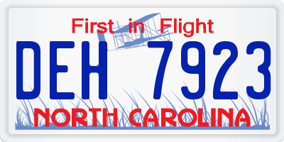 NC license plate DEH7923