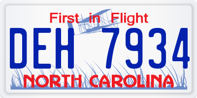 NC license plate DEH7934