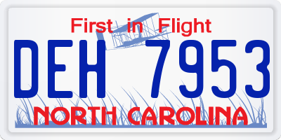 NC license plate DEH7953