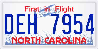 NC license plate DEH7954
