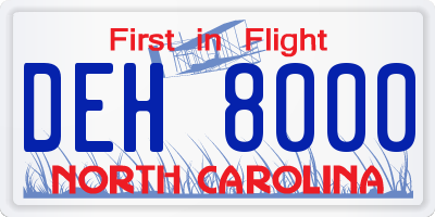 NC license plate DEH8000