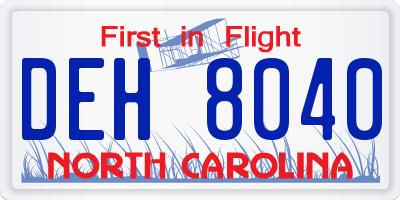 NC license plate DEH8040