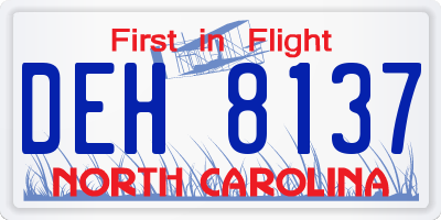 NC license plate DEH8137