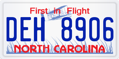 NC license plate DEH8906