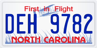 NC license plate DEH9782