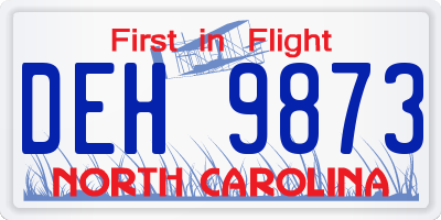 NC license plate DEH9873