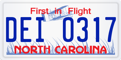 NC license plate DEI0317