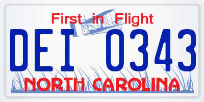 NC license plate DEI0343