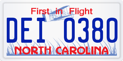NC license plate DEI0380