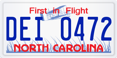 NC license plate DEI0472