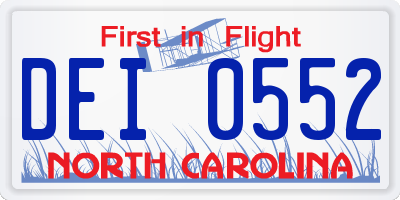 NC license plate DEI0552