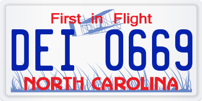NC license plate DEI0669