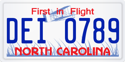 NC license plate DEI0789