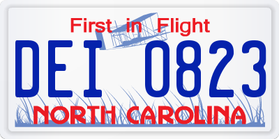 NC license plate DEI0823