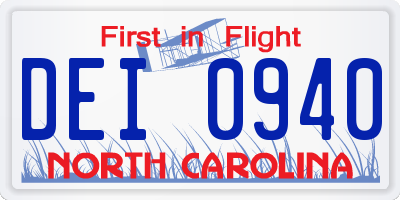 NC license plate DEI0940