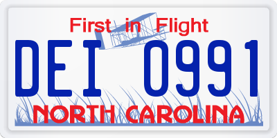 NC license plate DEI0991