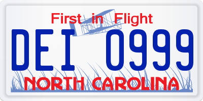 NC license plate DEI0999