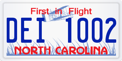 NC license plate DEI1002