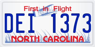 NC license plate DEI1373