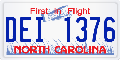 NC license plate DEI1376