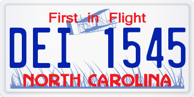 NC license plate DEI1545