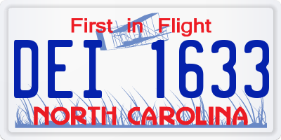 NC license plate DEI1633