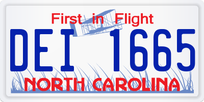 NC license plate DEI1665