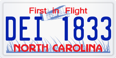NC license plate DEI1833