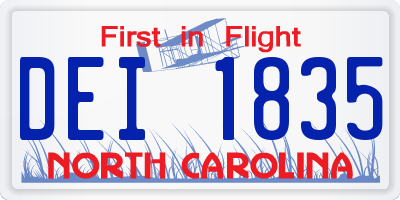NC license plate DEI1835