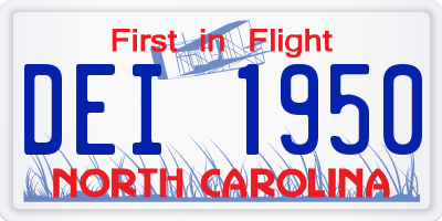 NC license plate DEI1950