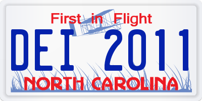 NC license plate DEI2011