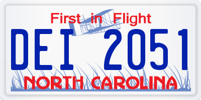 NC license plate DEI2051