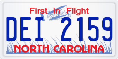 NC license plate DEI2159