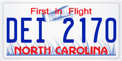 NC license plate DEI2170