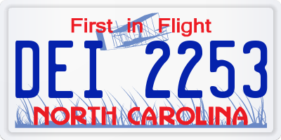 NC license plate DEI2253